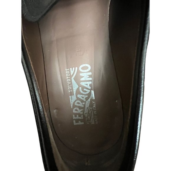 Salvatore Ferragamo black leather men classic slip ons shoes size 11.5 E - Picture 5 of 15